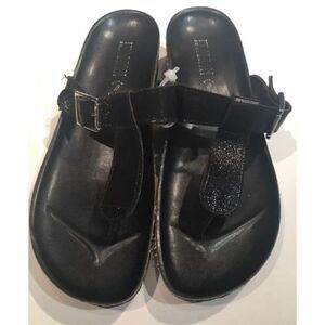 Italian Shoemaker Black Leather Sandals Size 8